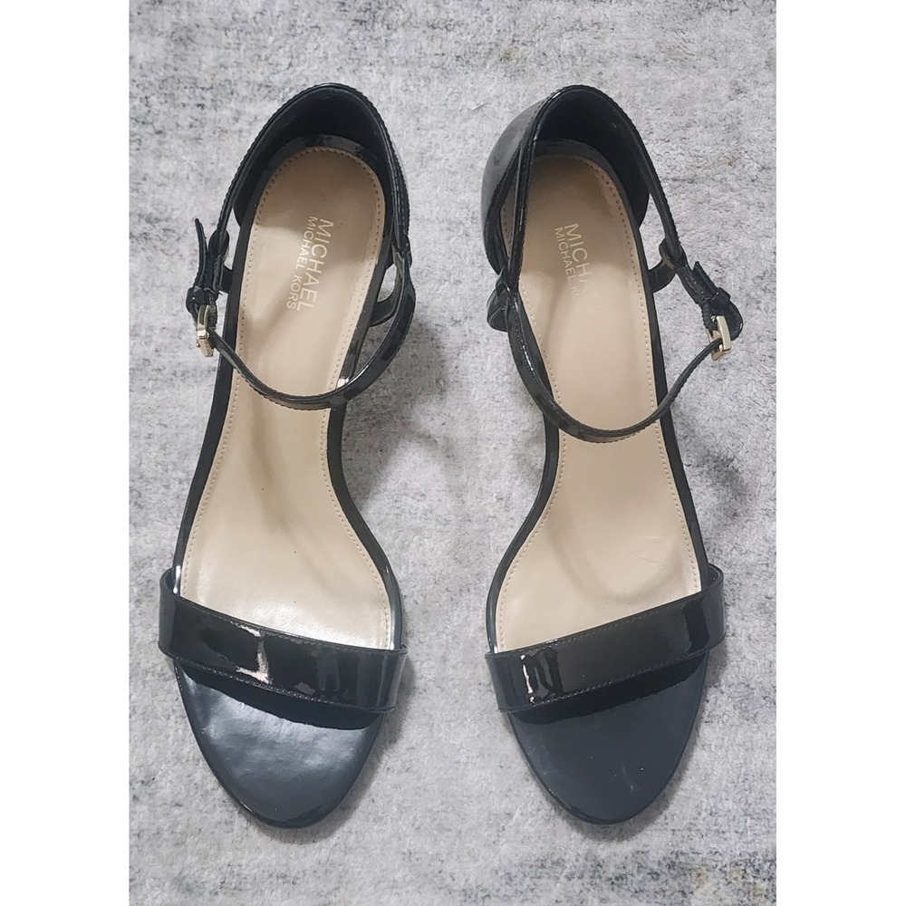 Michael Kors Women's Black Simone Mid Sandal Heels Size 9 M